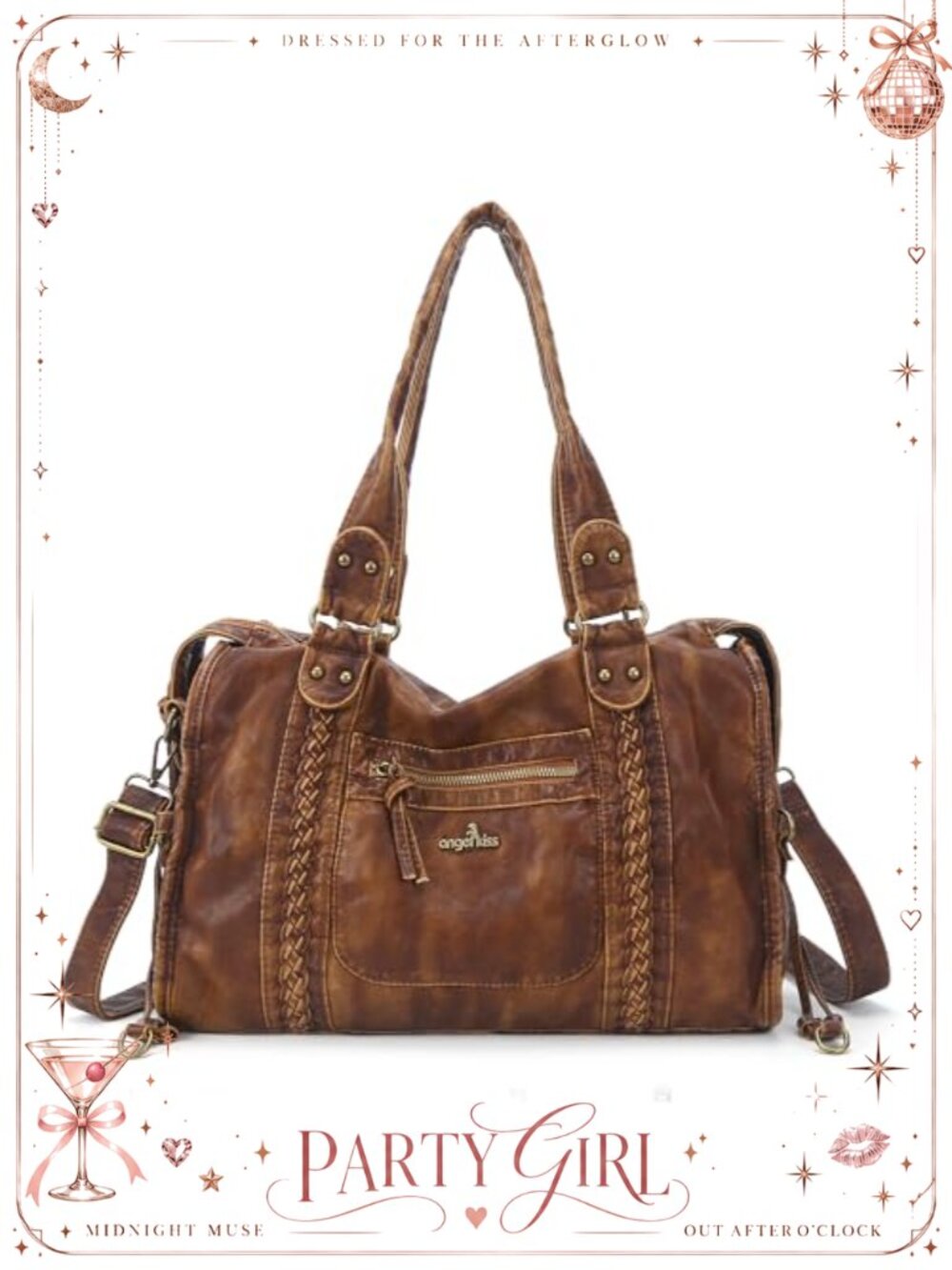 Vegan Leather Hobo Bag Large Tote Shoulder Satchel Multi-Pocket